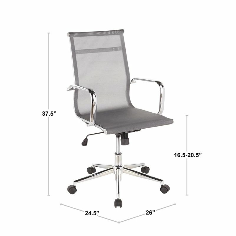 Budget 🤩 LumiSource Mirage Mesh Fabric And Metal Office Chair In Chrome/Silver 😉 11 Budget 🤩 LumiSource Mirage Mesh Fabric And Metal Office Chair In Chrome/Silver 😉 - Image 9