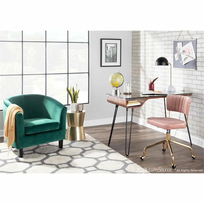 Cheap ❤️ LumiSource Tania Velvet Fabric And Painted Steel Task Chair In Gold/Pink 😉 5 Cheap ❤️ LumiSource Tania Velvet Fabric And Painted Steel Task Chair In Gold/Pink 😉 - Image 3