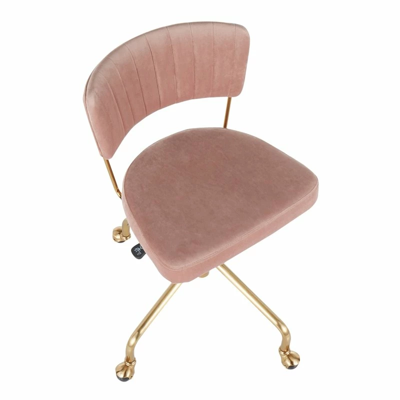 Cheap ❤️ LumiSource Tania Velvet Fabric And Painted Steel Task Chair In Gold/Pink 😉 10 Cheap ❤️ LumiSource Tania Velvet Fabric And Painted Steel Task Chair In Gold/Pink 😉 - Image 8