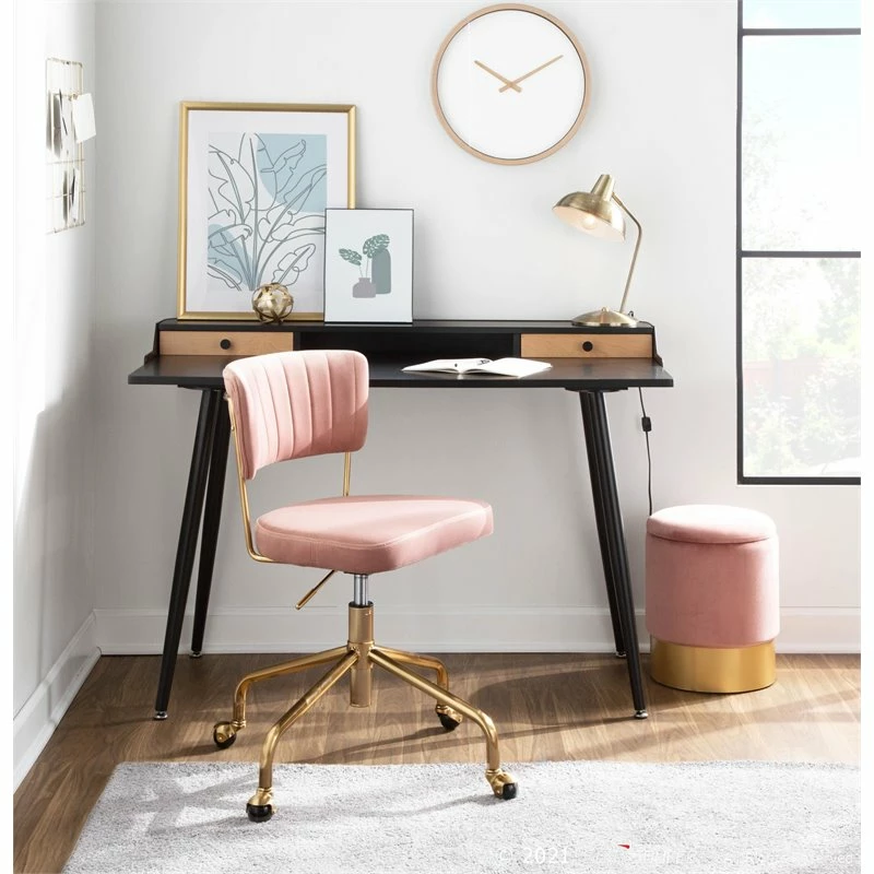 Cheap ❤️ LumiSource Tania Velvet Fabric And Painted Steel Task Chair In Gold/Pink 😉 12 Cheap ❤️ LumiSource Tania Velvet Fabric And Painted Steel Task Chair In Gold/Pink 😉 - Image 10