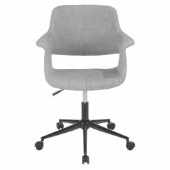 Promo 👏 LumiSource Vintage Flair Metal And Fabric Office Chair In Black/Gray 🌟 -Deals Writing Desks Store 2561266 2 L