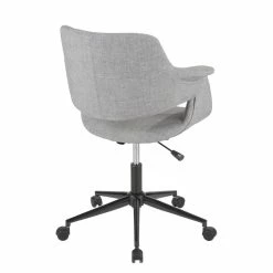 Promo 👏 LumiSource Vintage Flair Metal And Fabric Office Chair In Black/Gray 🌟 -Deals Writing Desks Store 2561266 4 L