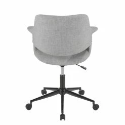 Promo 👏 LumiSource Vintage Flair Metal And Fabric Office Chair In Black/Gray 🌟 -Deals Writing Desks Store 2561266 5 L