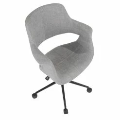 Promo 👏 LumiSource Vintage Flair Metal And Fabric Office Chair In Black/Gray 🌟 -Deals Writing Desks Store 2561266 6 L