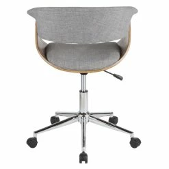 Cheapest 🤩 LumiSource Vintage Mod Metal Wood And Fabric Office Chair In Walnut/Light Gray 😉 -Deals Writing Desks Store 2561267 6 L