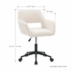 Flash Sale ⭐ Atlin Designs Fabric Upholstered Task Chair In Off White 🔥 -Deals Writing Desks Store 2561608 4 L