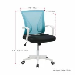 New 🛒 UrbanPro Ergonomic Fabric Mesh Back Office Chair In Teal Blue 🌟 -Deals Writing Desks Store 2561819 4 L