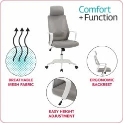 Best Pirce 🥰 UrbanPro Fabric Mesh Back Office Chair In Gray And White 🥰 24 Best Pirce 🥰 UrbanPro Fabric Mesh Back Office Chair In Gray And White 🥰 -Deals Writing Desks Store 2561820 7 L