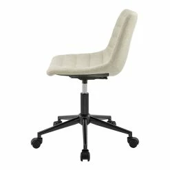 Discount ✔️ New Pacific Direct Claire 22" Fabric And Plywood Swivel Office Chair In Cream 🎁 -Deals Writing Desks Store 2568982 2 L