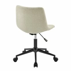 Discount ✔️ New Pacific Direct Claire 22" Fabric And Plywood Swivel Office Chair In Cream 🎁 -Deals Writing Desks Store 2568982 4 L
