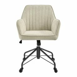 Flash Sale 🤩 New Pacific Direct Thompson 18.5" Fabric Swivel Office Arm Chair In Cream 🌟 -Deals Writing Desks Store 2568985 1 L