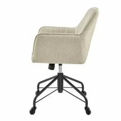 Flash Sale 🤩 New Pacific Direct Thompson 18.5" Fabric Swivel Office Arm Chair In Cream 🌟 -Deals Writing Desks Store 2568985 2 L