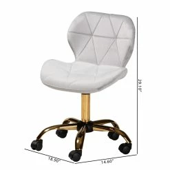 Best Pirce 🛒 Baxton Studio Savara Grey Velvet Fabric And Gold Metal Swivel Office Chair 🔥 -Deals Writing Desks Store 2574321 11 L