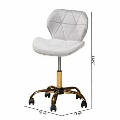 Best Pirce 🛒 Baxton Studio Savara Grey Velvet Fabric And Gold Metal Swivel Office Chair 🔥 -Deals Writing Desks Store 2574321 12 L
