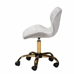 Best Pirce 🛒 Baxton Studio Savara Grey Velvet Fabric And Gold Metal Swivel Office Chair 🔥 -Deals Writing Desks Store 2574321 2 L