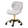 Best Pirce 🛒 Baxton Studio Savara Grey Velvet Fabric And Gold Metal Swivel Office Chair 🔥 -Deals Writing Desks Store 2574321 L
