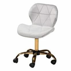 Best Pirce ๐ Baxton Studio Savara Grey Velvet Fabric And Gold Metal Swivel Office Chair ๐ฅ