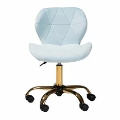 Buy 😀 Baxton Studio Savara Aqua Velvet Fabric And Gold Metal Swivel Office Chair ⌛ -Deals Writing Desks Store 2574322 1 L