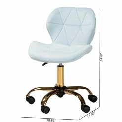 Buy 😀 Baxton Studio Savara Aqua Velvet Fabric And Gold Metal Swivel Office Chair ⌛ -Deals Writing Desks Store 2574322 11 L