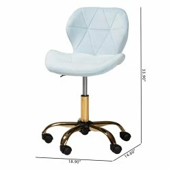 Buy 😀 Baxton Studio Savara Aqua Velvet Fabric And Gold Metal Swivel Office Chair ⌛ -Deals Writing Desks Store 2574322 12 L
