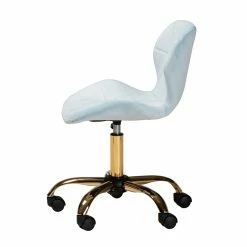 Buy 😀 Baxton Studio Savara Aqua Velvet Fabric And Gold Metal Swivel Office Chair ⌛ -Deals Writing Desks Store 2574322 2 L