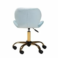 Buy 😀 Baxton Studio Savara Aqua Velvet Fabric And Gold Metal Swivel Office Chair ⌛ -Deals Writing Desks Store 2574322 3 L