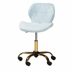 Buy 😀 Baxton Studio Savara Aqua Velvet Fabric And Gold Metal Swivel Office Chair ⌛ -Deals Writing Desks Store 2574322 4 L