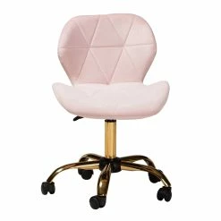 Hot Sale 😀 Baxton Studio Savara Pink Velvet Fabric And Gold Metal Swivel Office Chair 💯 16 Hot Sale 😀 Baxton Studio Savara Pink Velvet Fabric And Gold Metal Swivel Office Chair 💯 -Deals Writing Desks Store 2574323 1 L