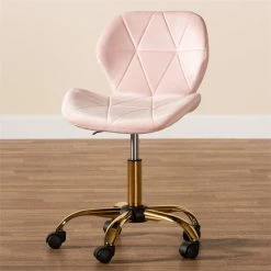 Hot Sale 😀 Baxton Studio Savara Pink Velvet Fabric And Gold Metal Swivel Office Chair 💯 25 Hot Sale 😀 Baxton Studio Savara Pink Velvet Fabric And Gold Metal Swivel Office Chair 💯 -Deals Writing Desks Store 2574323 10 L