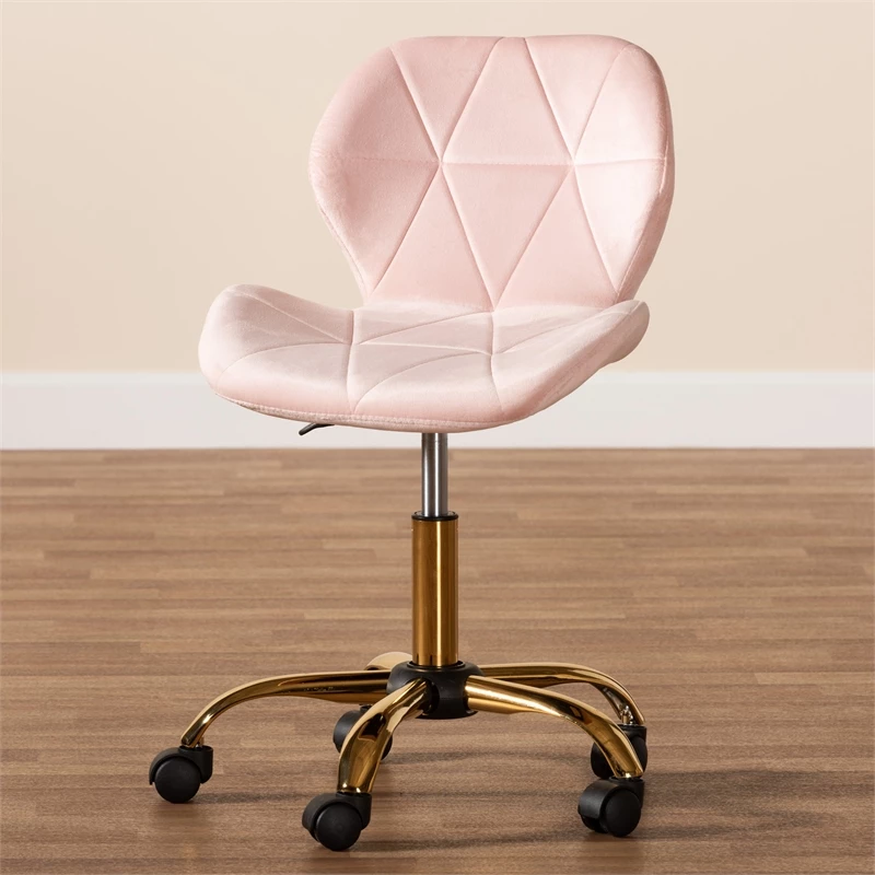 Hot Sale 😀 Baxton Studio Savara Pink Velvet Fabric And Gold Metal Swivel Office Chair 💯 13 Hot Sale 😀 Baxton Studio Savara Pink Velvet Fabric And Gold Metal Swivel Office Chair 💯 - Image 11