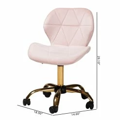 Hot Sale 😀 Baxton Studio Savara Pink Velvet Fabric And Gold Metal Swivel Office Chair 💯 26 Hot Sale 😀 Baxton Studio Savara Pink Velvet Fabric And Gold Metal Swivel Office Chair 💯 -Deals Writing Desks Store 2574323 11 L
