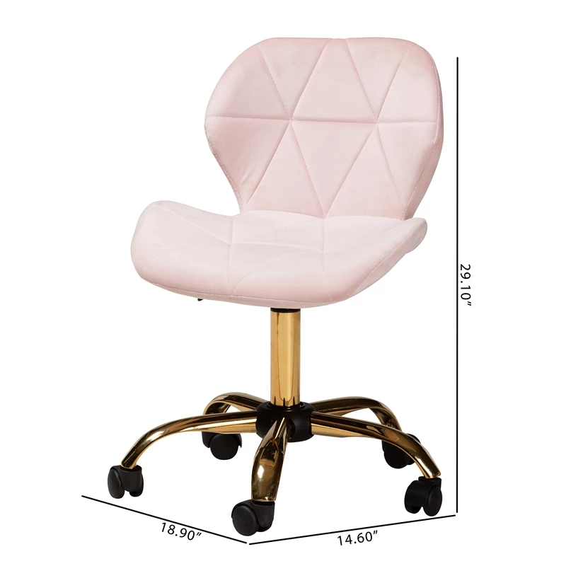 Hot Sale 😀 Baxton Studio Savara Pink Velvet Fabric And Gold Metal Swivel Office Chair 💯 14 Hot Sale 😀 Baxton Studio Savara Pink Velvet Fabric And Gold Metal Swivel Office Chair 💯 - Image 12