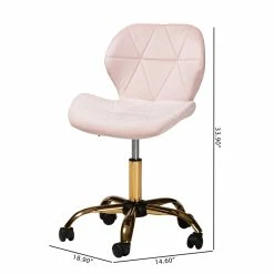 Hot Sale 😀 Baxton Studio Savara Pink Velvet Fabric And Gold Metal Swivel Office Chair 💯 27 Hot Sale 😀 Baxton Studio Savara Pink Velvet Fabric And Gold Metal Swivel Office Chair 💯 -Deals Writing Desks Store 2574323 12 L