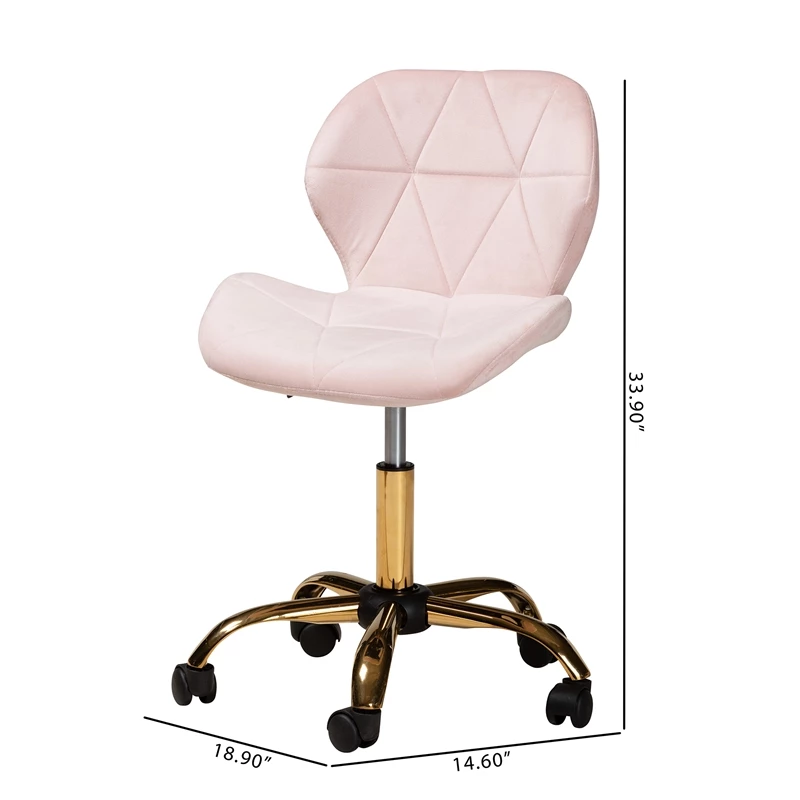 Hot Sale 😀 Baxton Studio Savara Pink Velvet Fabric And Gold Metal Swivel Office Chair 💯 15 Hot Sale 😀 Baxton Studio Savara Pink Velvet Fabric And Gold Metal Swivel Office Chair 💯 - Image 13