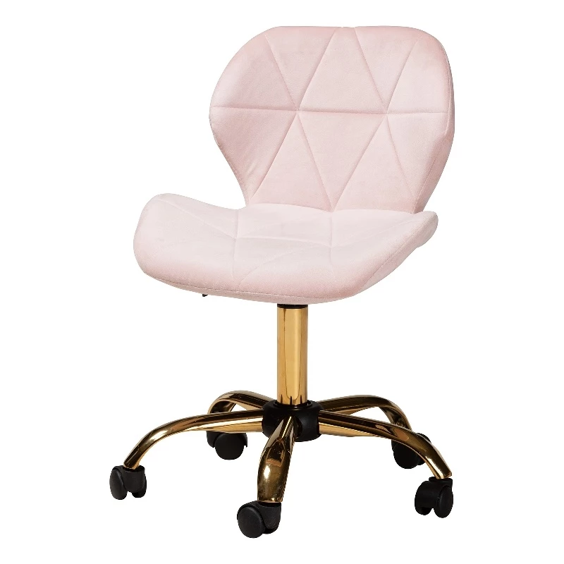 Hot Sale 😀 Baxton Studio Savara Pink Velvet Fabric And Gold Metal Swivel Office Chair 💯 3 Hot Sale 😀 Baxton Studio Savara Pink Velvet Fabric And Gold Metal Swivel Office Chair 💯