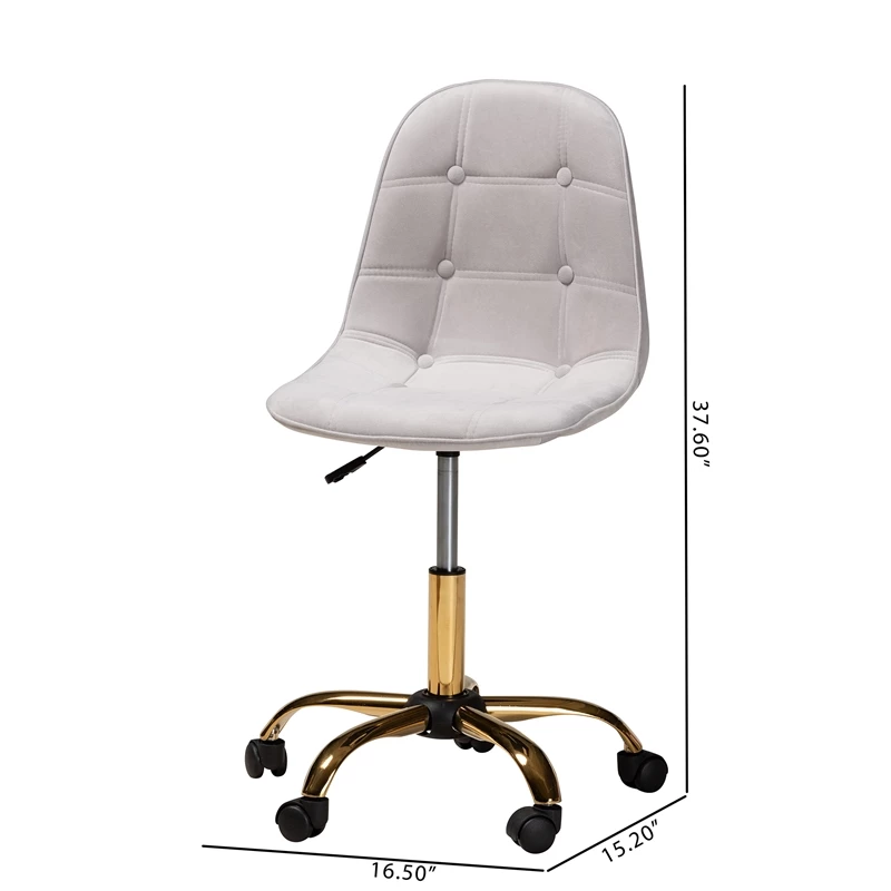 Hot Sale 👏 Baxton Studio Kabira Grey Velvet Fabric And Gold Metal Swivel Office Chair 🛒 15 Hot Sale 👏 Baxton Studio Kabira Grey Velvet Fabric And Gold Metal Swivel Office Chair 🛒 - Image 13