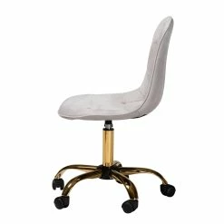 Hot Sale 👏 Baxton Studio Kabira Grey Velvet Fabric And Gold Metal Swivel Office Chair 🛒 17 Hot Sale 👏 Baxton Studio Kabira Grey Velvet Fabric And Gold Metal Swivel Office Chair 🛒 -Deals Writing Desks Store 2574324 2 L