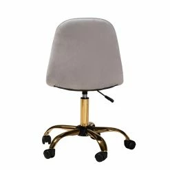 Hot Sale 👏 Baxton Studio Kabira Grey Velvet Fabric And Gold Metal Swivel Office Chair 🛒 18 Hot Sale 👏 Baxton Studio Kabira Grey Velvet Fabric And Gold Metal Swivel Office Chair 🛒 -Deals Writing Desks Store 2574324 3 L