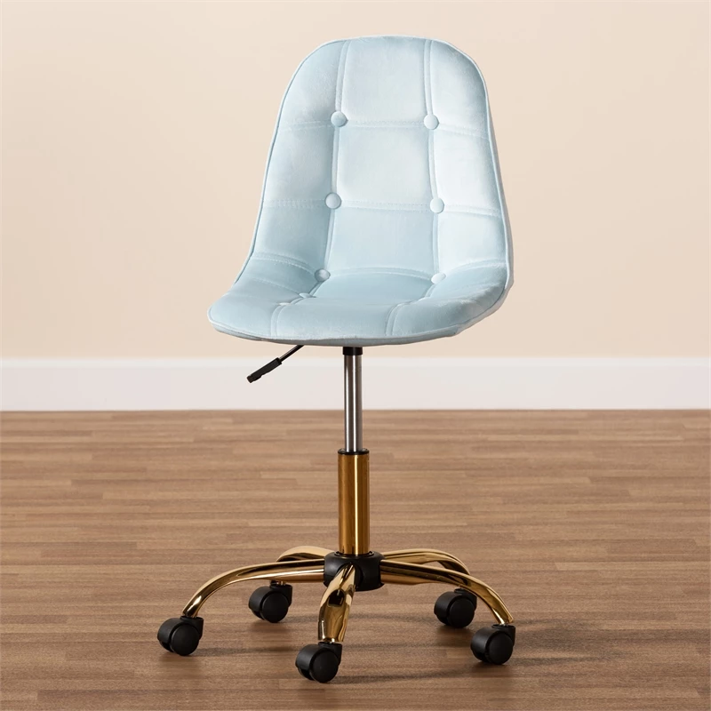Best deal 😀 Baxton Studio Kabira Aqua Velvet Fabric And Gold Metal Swivel Office Chair ⌛ 13 Best deal 😀 Baxton Studio Kabira Aqua Velvet Fabric And Gold Metal Swivel Office Chair ⌛ - Image 11