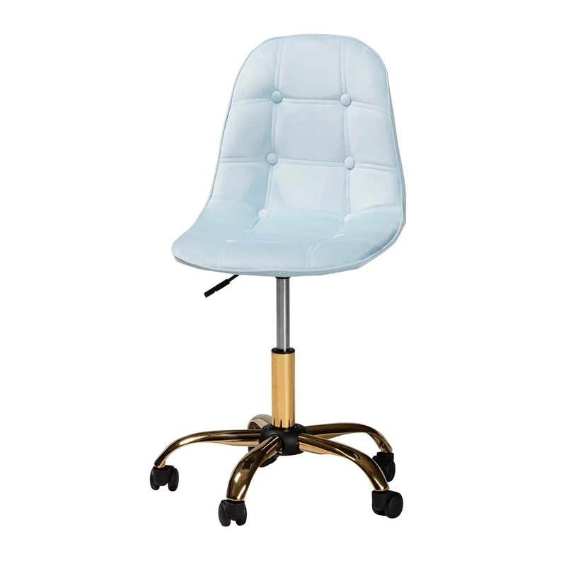 Best deal 😀 Baxton Studio Kabira Aqua Velvet Fabric And Gold Metal Swivel Office Chair ⌛ 7 Best deal 😀 Baxton Studio Kabira Aqua Velvet Fabric And Gold Metal Swivel Office Chair ⌛ - Image 5