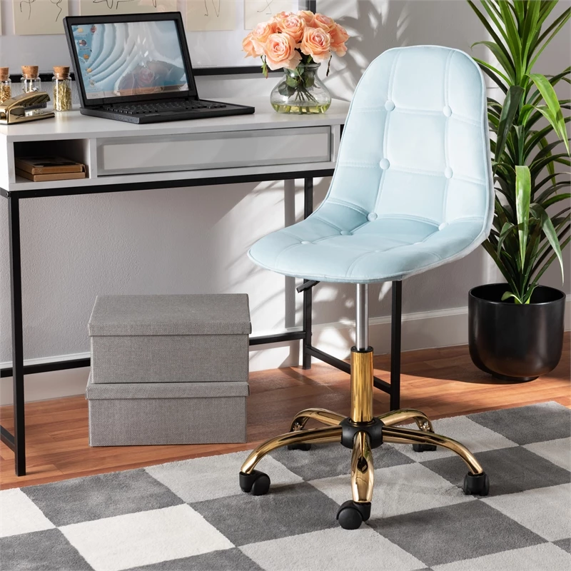 Best deal 😀 Baxton Studio Kabira Aqua Velvet Fabric And Gold Metal Swivel Office Chair ⌛ 12 Best deal 😀 Baxton Studio Kabira Aqua Velvet Fabric And Gold Metal Swivel Office Chair ⌛ - Image 10