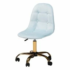 Best deal 😀 Baxton Studio Kabira Aqua Velvet Fabric And Gold Metal Swivel Office Chair ⌛