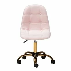 Hot Sale 👍 Baxton Studio Kabira Pink Velvet Fabric And Gold Metal Swivel Office Chair 👏 16 Hot Sale 👍 Baxton Studio Kabira Pink Velvet Fabric And Gold Metal Swivel Office Chair 👏 -Deals Writing Desks Store 2574326 1 L
