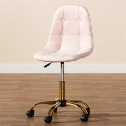 Hot Sale 👍 Baxton Studio Kabira Pink Velvet Fabric And Gold Metal Swivel Office Chair 👏 25 Hot Sale 👍 Baxton Studio Kabira Pink Velvet Fabric And Gold Metal Swivel Office Chair 👏 -Deals Writing Desks Store 2574326 10 L