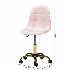 Hot Sale 👍 Baxton Studio Kabira Pink Velvet Fabric And Gold Metal Swivel Office Chair 👏 27 Hot Sale 👍 Baxton Studio Kabira Pink Velvet Fabric And Gold Metal Swivel Office Chair 👏 -Deals Writing Desks Store 2574326 12 L