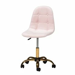Hot Sale 👍 Baxton Studio Kabira Pink Velvet Fabric And Gold Metal Swivel Office Chair 👏 19 Hot Sale 👍 Baxton Studio Kabira Pink Velvet Fabric And Gold Metal Swivel Office Chair 👏 -Deals Writing Desks Store 2574326 4 L