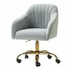 Flash Sale ✔️ 14 Karat Home Velvet Fabric Upholstered/Iron Task Office Chair In Gold/Gray 😀 -Deals Writing Desks Store 2577273 L