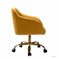 Deals 👏 14 Karat Home Velvet Fabric Upholstered/Iron Task Office Chair In Mustard Yellow 👏 7 Deals 👏 14 Karat Home Velvet Fabric Upholstered/Iron Task Office Chair In Mustard Yellow 👏 -Deals Writing Desks Store 2577274 2 L