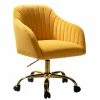 Deals 👏 14 Karat Home Velvet Fabric Upholstered/Iron Task Office Chair In Mustard Yellow 👏 -Deals Writing Desks Store 2577274 L