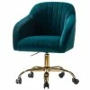 Promo 🔥 14 Karat Home Velvet Fabric Upholstered/Iron Task Office Chair In Gold/Teal Blue 🔥